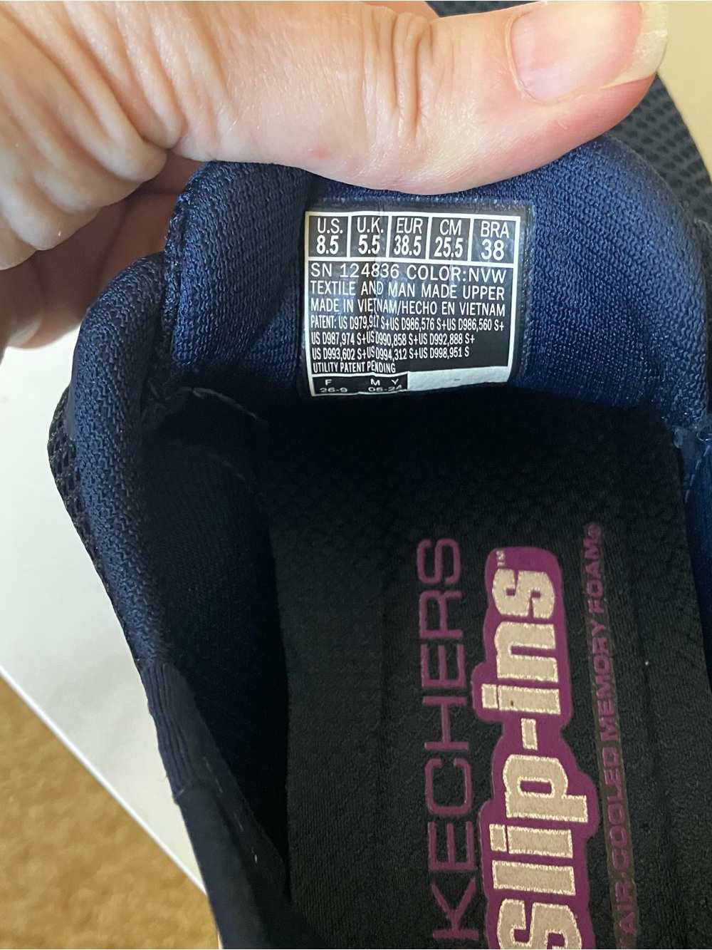 Skechers Navy and White GOwalk Slip-On Mesh Sneakers, 8.5 - Picture 4 of 5